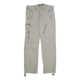 LOGG Mens Cotton Beige Regular Cargo Trousers W34 L34 Zip Pocket Detail