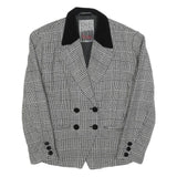 PIRETTA Womens Black & White Check Wool Classic Jacket S Button Closure Tailored