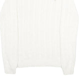 POLO RALPH LAUREN Womens White Patterned Cotton Jumper Crew Neck Cable Knit L