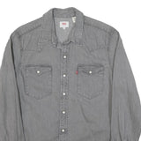 LEVI'S Mens Grey Denim Shirt S Button Long Sleeve Casual Cotton Blend