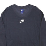 NIKE Womens Navy Blue Sweatshirt V-Neck M Cotton Blend Pullover