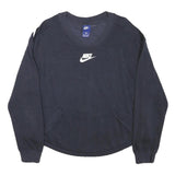 NIKE Womens Navy Blue Sweatshirt V-Neck M Cotton Blend Pullover