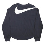 NIKE Womens Navy Blue Sweatshirt V-Neck M Cotton Blend Pullover