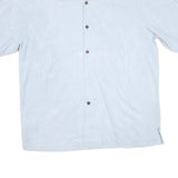 TOMMY BAHAMA Mens White Cotton Blend Shirt L Tropical Leaf Print Relaxed Fit
