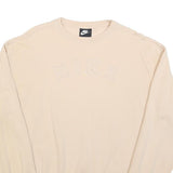 NIKE Womens Beige Crew Neck M Cotton Blend Lightweight Sweatshirt Pullover