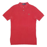 POLO RALPH LAUREN Mens Red Polo Shirt Short Sleeve Plain S Cotton Blend