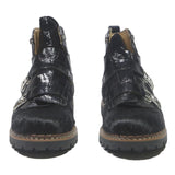 AMMANN Womens Black Synthetic Ankle Boots UK 7 Stylish Buckle Fasten