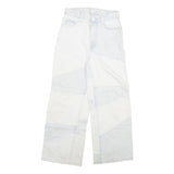BERSHKA Womens Relaxed Jeans Blue & White Denim Patchwork W28 L28 Zip Closure