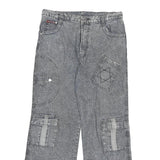 XIALONG Mens Relaxed Cotton Blend Jeans W30 L27 Grey Patchwork Zip Closure