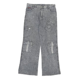 XIALONG Mens Relaxed Cotton Blend Jeans W30 L27 Grey Patchwork Zip Closure