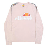 ELLESSE Womens Pink Long Sleeve Crew Neck Logo Print UK 14 Casual Cotton Blend