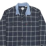 LEVI'S Mens Blue Green Checker Shirt XL Cotton Blend Button Shirt Long Sleeve