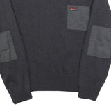 PROTECTAS Mens Grey Utility Fashion Jumper Patch Crew Neck Basic Knit S Workwear