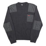 PROTECTAS Mens Grey Utility Fashion Jumper Patch Crew Neck Basic Knit S Workwear
