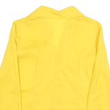 Womens Yellow Plain Shirt Long Sleeve Collared M Button Up Ruched Front