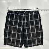 Hurley Checked Chino Shorts - 36W 10L Black Cotton