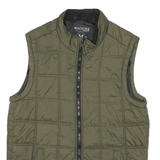 MACHINE Mens Green Quilted Jacket S Polyester Blend Sleeveless Zip Puffer Style