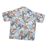 PAUTTANA Mens Blue White Floral Cotton Blend Shirt L Hawaiian Casual