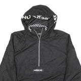 MEMBERS ONLY Mens Black Hooded Zip Jacket L Polyester Blend Plain Lightweight