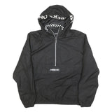 MEMBERS ONLY Mens Black Hooded Zip Jacket L Polyester Blend Plain Lightweight