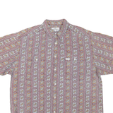 GUESS Mens Red & Brown Patterned Short Sleeve Shirt L Cotton Blend Summer