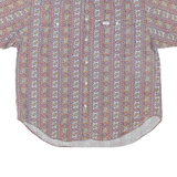 GUESS Mens Red & Brown Patterned Short Sleeve Shirt L Cotton Blend Summer