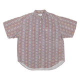 GUESS Mens Red & Brown Patterned Short Sleeve Shirt L Cotton Blend Summer