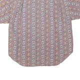 GUESS Mens Red & Brown Patterned Short Sleeve Shirt L Cotton Blend Summer