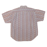 GUESS Mens Red & Brown Patterned Short Sleeve Shirt L Cotton Blend Summer