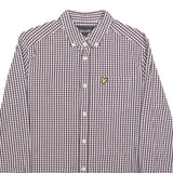 LYLE & SCOTT Mens Red & White Check Shirt M Button-Down Collar Cotton Blend