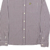 LYLE & SCOTT Mens Red & White Check Shirt M Button-Down Collar Cotton Blend