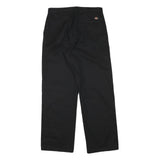 DICKIES Mens Cotton Blend Black Regular Straight Trousers W30 L30 Workwear Zip