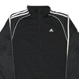 ADIDAS Mens Black & White Track Jacket M Polyester Blend Zip Athletic Sportswear