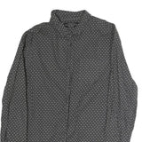 ALL SAINTS Mens Grey & White Printed Cotton Shirt M Casual Button-Up Long Sleeve