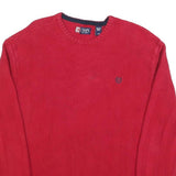 CHAPS Mens Red Plain Crew Neck Basic Knit Jumper L Cotton Blend Casual Comfort