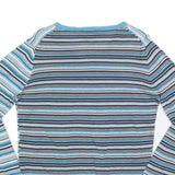 DIESEL Womens Blue Striped Plain V-Neck Basic Knit S Lightweight Jumper
