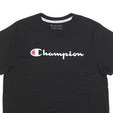 CHAMPION Womens Black Cotton Blend Classic Logo T-Shirt XL Short Sleeve Crew