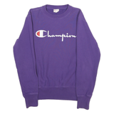 CHAMPION REVERSE WEAVE Mens Purple Crew Neck M Logo Embroidered Sweatshirt