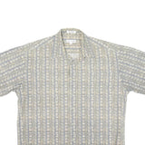 PIERRE CARDIN Mens Beige & Grey Short Sleeve Shirt L Cotton Blend Casual Summer
