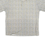 PIERRE CARDIN Mens Beige & Grey Short Sleeve Shirt L Cotton Blend Casual Summer