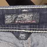 Embroidered Silver Boot Cut Jeans - 31W UK 10 Dark Wash Cotton