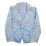Womens Blue Floral Pattern Button Jacket S Woven Classic Fit