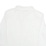 TANJAY Womens White Button Shirt 3/4 Sleeve Collared Top M Polyester