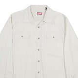 WRANGLER Mens Cream Cotton Shirt L Long Sleeve Button Front Pockets Classic