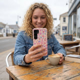 Seashell Mermaid Dreams Samsung Galaxy S25 Case - Lifestyle photo showing phone case in use