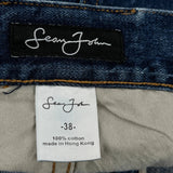 Sean John Double Knee Denim Shorts - 39″ Waist Blue Cotton