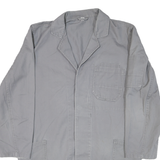 Mens Grey Cotton Classic Jacket L Button Closure Plain Workwear Utility