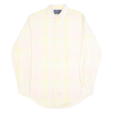 RALPH LAUREN Mens White & Yellow Cotton Check Shirt L Classic Button-Down Collar