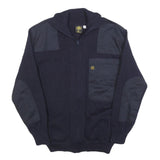 DER KLASSIKER Mens Navy Plain Wool Jumper Full Zip Regular M Classic Style