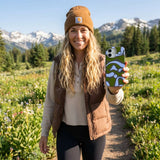 Black Curve and Flow iPhone 16 Pro Case - Lifestyle photo showing phone case in use